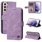 For Samsung Galaxy S22 Skin Feel Life Tree Metal Button Horizontal Flip Leather Phone Case(Purple) - 1