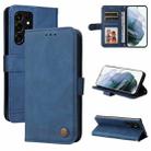 For Samsung Galaxy S22 Ultra Skin Feel Life Tree Metal Button Horizontal Flip Leather Phone Case(Blue) - 1