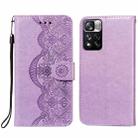 For Xiaomi Redmi Note 11 Pro Flower Vine Embossing Pattern Horizontal Flip Leather Phone Case with Card Slot & Holder & Wallet & Lanyard(Purple) - 1