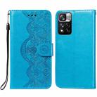 For Xiaomi Redmi Note 11 Pro Flower Vine Embossing Pattern Horizontal Flip Leather Phone Case with Card Slot & Holder & Wallet & Lanyard(Blue) - 1