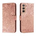 For Samsung Galaxy S22 5G Lace Flower Leather Phone Case with Holder & Card Slots & Wallet & Photo Frame(Rose Gold) - 1