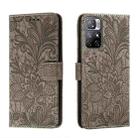 For Xiaomi Redmi Note 11 Lace Flower Leather Phone Case with Holder & Card Slots & Wallet & Photo Frame(Grey) - 1