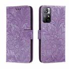 For Xiaomi Redmi Note 11 Lace Flower Leather Phone Case with Holder & Card Slots & Wallet & Photo Frame(Purple) - 1