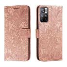 For Xiaomi Redmi Note 11 Lace Flower Leather Phone Case with Holder & Card Slots & Wallet & Photo Frame(Rose Gold) - 1