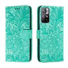 For Xiaomi Redmi Note 11 Lace Flower Leather Phone Case with Holder & Card Slots & Wallet & Photo Frame(Green) - 1