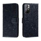 For Xiaomi Redmi Note 11 Lace Flower Leather Phone Case with Holder & Card Slots & Wallet & Photo Frame(Dark Blue) - 1