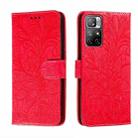 For Xiaomi Redmi Note 11 Lace Flower Leather Phone Case with Holder & Card Slots & Wallet & Photo Frame(Red) - 1
