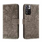 For Xiaomi Redmi Note 11 Pro Lace Flower Leather Phone Case with Holder & Card Slots & Wallet & Photo Frame(Grey) - 1