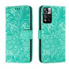 For Xiaomi Redmi Note 11 Pro Lace Flower Leather Phone Case with Holder & Card Slots & Wallet & Photo Frame(Green) - 1