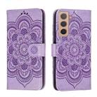 For Samsung Galaxy S22 5G Sun Mandala Embossing Pattern Phone Leather Case with Holder & Card Slots & Wallet & Lanyard(Purple) - 1