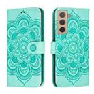 For Samsung Galaxy S22 5G Sun Mandala Embossing Pattern Phone Leather Case with Holder & Card Slots & Wallet & Lanyard(Green) - 1