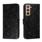 For Samsung Galaxy S22+ 5G Sun Mandala Embossing Pattern Phone Leather Case with Holder & Card Slots & Wallet & Lanyard(Black) - 1