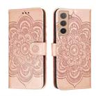 For Samsung Galaxy S22+ 5G Sun Mandala Embossing Pattern Phone Leather Case with Holder & Card Slots & Wallet & Lanyard(Rose Gold) - 1