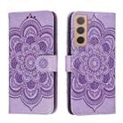For Samsung Galaxy S22+ 5G Sun Mandala Embossing Pattern Phone Leather Case with Holder & Card Slots & Wallet & Lanyard(Purple) - 1