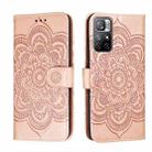 For Xiaomi Redmi Note 11 Sun Mandala Embossing Pattern Phone Leather Case with Holder & Card Slots & Wallet & Lanyard(Rose Gold) - 1