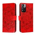 For Xiaomi Redmi Note 11 Pro Sun Mandala Embossing Pattern Phone Leather Case with Holder & Card Slots & Wallet & Lanyard(Red) - 1