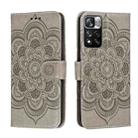 For Xiaomi Redmi Note 11 Pro Sun Mandala Embossing Pattern Phone Leather Case with Holder & Card Slots & Wallet & Lanyard(Grey) - 1