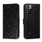 For Xiaomi Redmi Note 11 Pro Sun Mandala Embossing Pattern Phone Leather Case with Holder & Card Slots & Wallet & Lanyard(Black) - 1