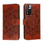 For Xiaomi Redmi Note 11 Pro Sun Mandala Embossing Pattern Phone Leather Case with Holder & Card Slots & Wallet & Lanyard(Brown) - 1