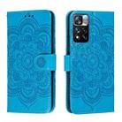 For Xiaomi Redmi Note 11 Pro Sun Mandala Embossing Pattern Phone Leather Case with Holder & Card Slots & Wallet & Lanyard(Blue) - 1