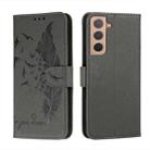 For Samsung Galaxy S22 5G Feather Pattern Litchi Texture Leather Phone Case with Holder & Card Slots & Wallet(Grey) - 1