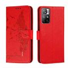 For Xiaomi Redmi Note 11 Feather Pattern Litchi Texture Leather Phone Case with Holder & Card Slots & Wallet(Red) - 1