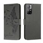 For Xiaomi Redmi Note 11 Feather Pattern Litchi Texture Leather Phone Case with Holder & Card Slots & Wallet(Grey) - 1