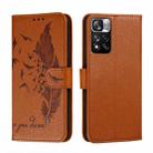 For Xiaomi Redmi Note 11 Pro Feather Pattern Litchi Texture Leather Phone Case with Holder & Card Slots & Wallet(Brown) - 1