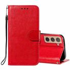For Samsung Galaxy S22 5G Solid Color Leather Phone Case with Holder & Card Slots & Wallet & Lanyard(Red) - 1