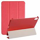 For iPad mini 6 Silk Texture Three-fold Horizontal Flip Leather Tablet Case with Holder(Red) - 1