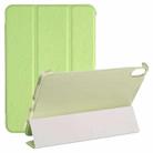 For iPad mini 6 Silk Texture Three-fold Horizontal Flip Leather Tablet Case with Holder(Green) - 1
