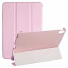 For iPad mini 6 Silk Texture Three-fold Horizontal Flip Leather Tablet Case with Holder(Pink) - 1