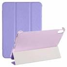 For iPad mini 6 Silk Texture Three-fold Horizontal Flip Leather Tablet Case with Holder(Purple) - 1
