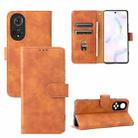 For Honor 50 Solid Color Skin Feel Magnetic Buckle Horizontal Flip PU Phone Case(Brown) - 1