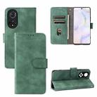 For Honor 50 Solid Color Skin Feel Magnetic Buckle Horizontal Flip PU Phone Case(Green) - 1