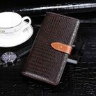 For Motorola Moto E20 idewei Crocodile Texture Horizontal Flip Leather Phone Case(Dark Brown) - 1