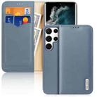 For Samsung Galaxy S22 Ultra 5G DUX DUCIS Hivo Series Cowhide Texture Leather Phone Case(Light Blue) - 1