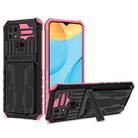 For OPPO A15 Kickstand Armor Card Wallet Phone Case(Pink) - 1