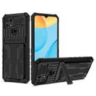 For OPPO A15 Kickstand Armor Card Wallet Phone Case(Black) - 1