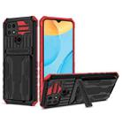 For OPPO A15 Kickstand Armor Card Wallet Phone Case(Red) - 1