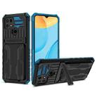 For OPPO A15 Kickstand Armor Card Wallet Phone Case(Blue) - 1