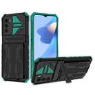 For OPPO A16 Kickstand Armor Card Wallet Phone Case(Dark Green) - 1
