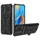 For OPPO A74 Kickstand Armor Card Wallet Phone Case(Black) - 1