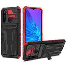 For OPPO Realme 5 / 5i / C3 Kickstand Armor Card Wallet Phone Case(Red) - 1