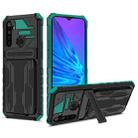 For OPPO Realme 5 / 5i / C3 Kickstand Armor Card Wallet Phone Case(Dark Green) - 1