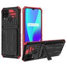 For OPPO Realme C15 Kickstand Armor Card Wallet Phone Case(Red) - 1