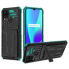 For OPPO Realme C15 Kickstand Armor Card Wallet Phone Case(Dark Green) - 1