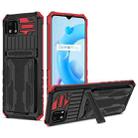 For OPPO Realme C20 Kickstand Armor Card Wallet Phone Case(Red) - 1