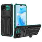 For OPPO Realme C20 Kickstand Armor Card Wallet Phone Case(Dark Green) - 1