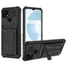 For OPPO Realme C21 Kickstand Armor Card Wallet Phone Case(Black) - 1